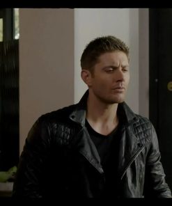 Supernatural Dean Winchester Black Leather Biker Jacket Black Friday Sale