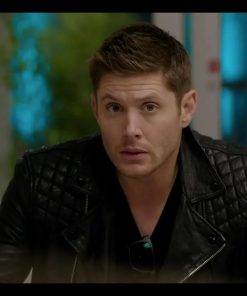Supernatural Dean Winchester Black Leather Biker Jacket Christmas Sale