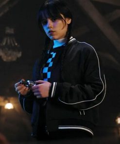 Wednesday Jenna Ortega Black Satin Jacket