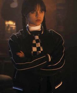 Wednesday Jenna Ortega Black Satin Jacket Black Friday Sale