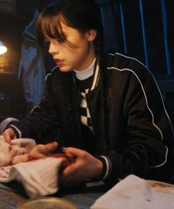 Wednesday Jenna Ortega Black Satin Jacket Buy now