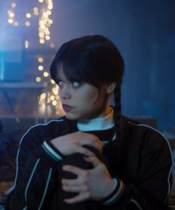 Wednesday Jenna Ortega Black Satin Jacket Free Shipping UK USA Europe