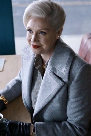 Wednesday Principal Larissa Weems Gray Wool Trench Coat Christmas Sale