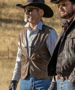 Yellowstone Forrie J. Smith Cowboy Leather Vest Celebrity Style