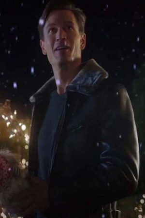 A Very Charming Christmas Town Sawyer Larsen Leather Jacket Free Shipping UK USA France