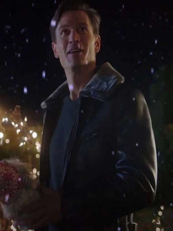 A Very Charming Christmas Town Sawyer Larsen Leather Jacket Free Shipping UK USA France