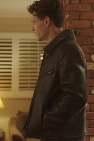 A Very Charming Christmas Town Sawyer Larsen Leather Jacket New Year Sale