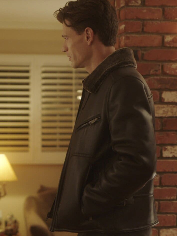 A Very Charming Christmas Town Sawyer Larsen Leather Jacket New Year Sale