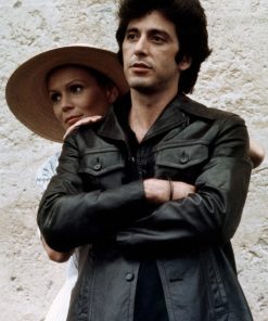 Al Pacino Vintage Black Leather Buttoned Jacket