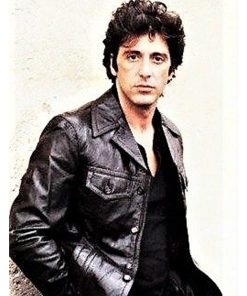Al Pacino Vintage Black Leather Buttoned Jacket New Year Sale
