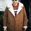 Anton Shastoon Brown Leather Suede Shearling Coat
