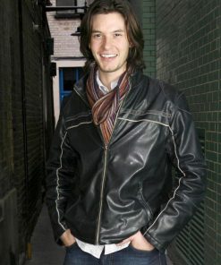 Ben Barnes Black Biker Leather Jacket