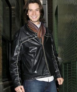 Ben Barnes Black Biker Leather Jacket New Year Sale
