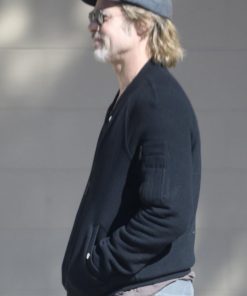 Brad Pitt Wolves Black Wool Jacket Celebrity Street Style