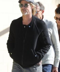 Brad Pitt Wolves Black Wool Jacket Free shipping UK USA Canada