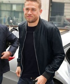 Charlie Hunnam Blue Bomber Leather Jacket