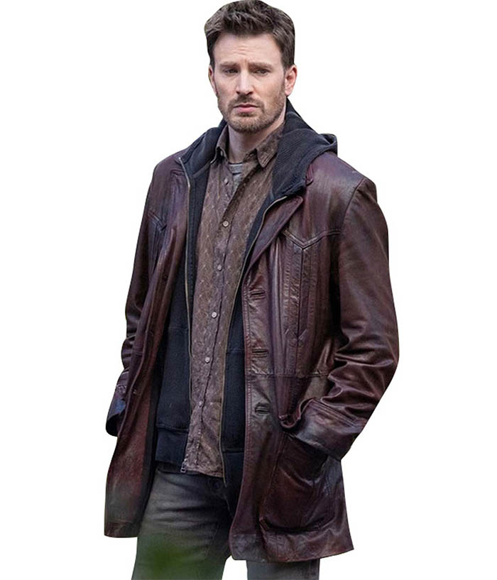 Christmas Red One Chris Evans Leather Jacket Black Friday Sale