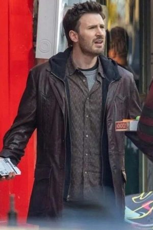 Christmas Red One Chris Evans Leather Jacket Easter Sale