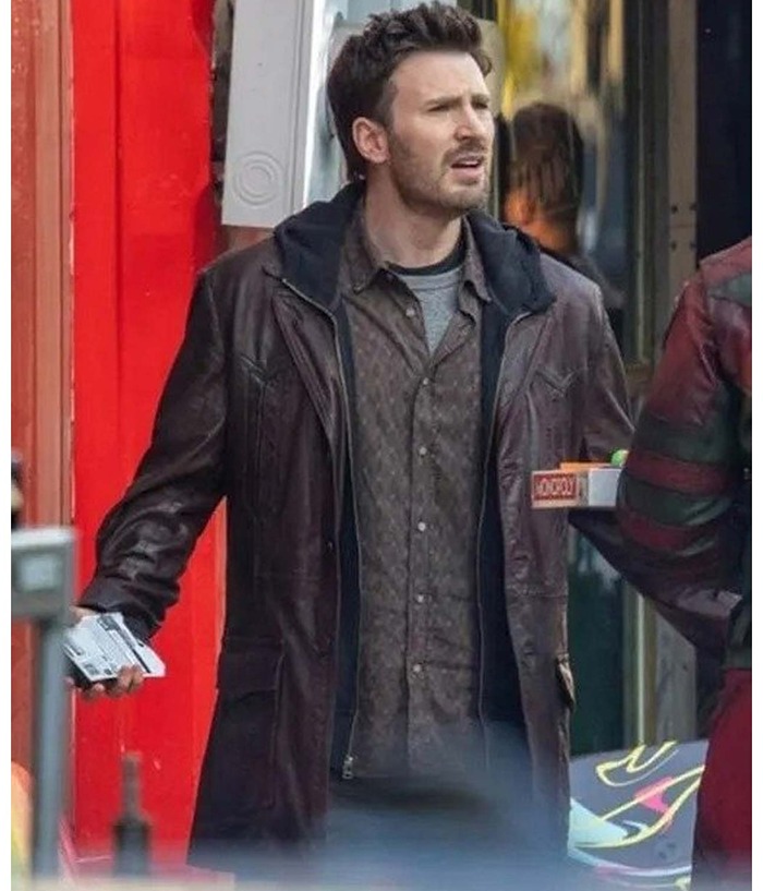 Christmas Red One Chris Evans Leather Jacket Easter Sale
