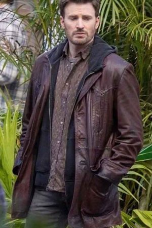 Christmas Red One Chris Evans Leather Jacket Free Shipping USA Australia Europe