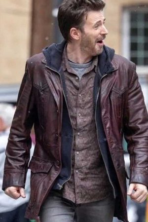 Christmas Red One Chris Evans Leather Jacket New Year Sale
