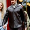 David Beckham Black Leather Trucker Shirt Jacket