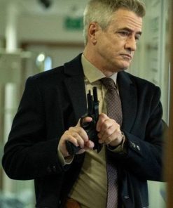 Dermot Mulroney The Courier Black Wool Coat Christmas Sale