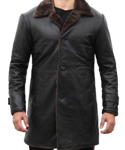 Men's Black Winter Shearling Leather Jacket