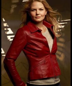 Once Upon a Time Emma Swan Red Leather Jacket Winter Sale