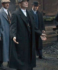 Peaky Blinders Tommy Shelby Trench Black Wool Coat Christmas Sale