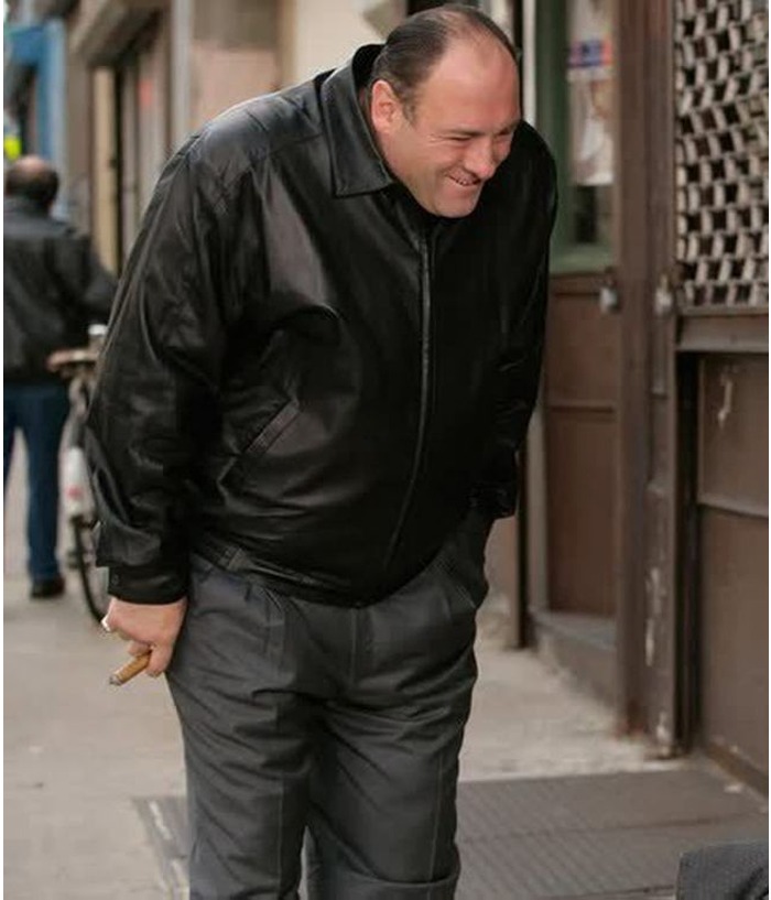 The Sopranos Tony Soprano Vintage Black Leather Jacket