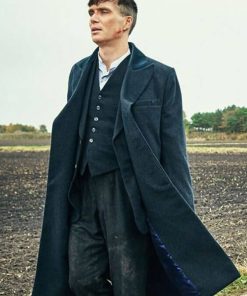 Tommy Shelby Peaky Blinders Blue Wool Trench Coat on Sale