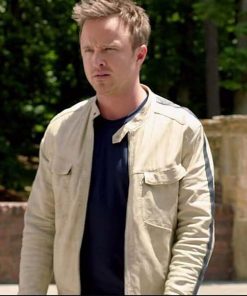 Aaron Paul Need For Speed White Leather Jacket