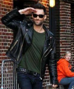 Adam Levine Brando Biker Leather Jacket Free Shipping UK USA Canada