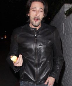 Adrien Brody Biker Black Leather Jacket Cyber monday Sale
