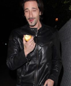 Adrien Brody Biker Black Leather Jacket Easter Sale