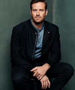 Armie Hammer Black Cotton Mens Jacket Black Friday Sale