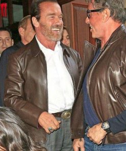 Arnold Schwarzenegger Biker Brown Leather Jacket