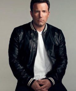 Ben Affleck Black Leather Bomber Jacket Black Friday Sale