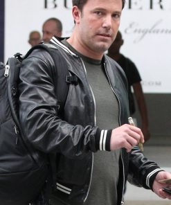 Ben Affleck Black Leather Bomber Jacket Shop now