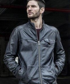 Ben Barnes Black Leather Biker Jacket