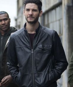 Ben Barnes Black Leather Biker Jacket Free Shipping Worldwide