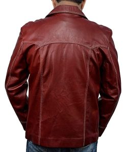 Brad Pitt Fight Club Maroon Leather Coat Black Friday Sale