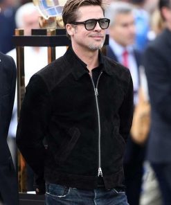 Brad Pitt Formula F1 Suede Leather Black Jacket
