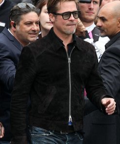 Brad Pitt Formula F1 Suede Leather Black Jacket Easter Sale