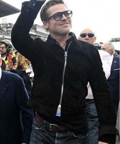 Brad Pitt Formula F1 Suede Leather Black Jacket Gifts For Him