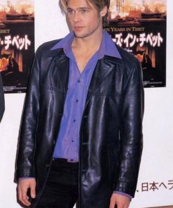 Brad Pitt Vintage Black Leather Coat Black Friday Sale