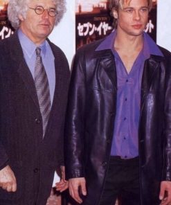 Brad Pitt Vintage Black Leather Coat Free Shipping France Italy