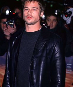 Brad Pitt Vintage Black Leather Coat New Year Sale