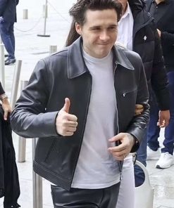 Brooklyn Beckham Biker Leather Jacket Free Shipping Worldwide